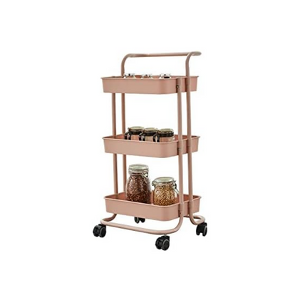 3 Layer Metal Rack on Wheels Pink