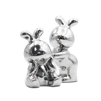 Silver Bunny Shaped Bookend Set