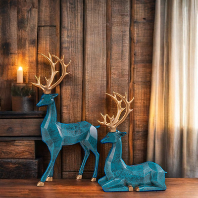 Teal Reindeer Table Set