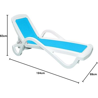TRAMONTINA Made Brazil, Cancún Blue Polypropylene Sunlounger TRAMONTINA Made Brazil, Cancún Blue Polypropylene Sunlounger