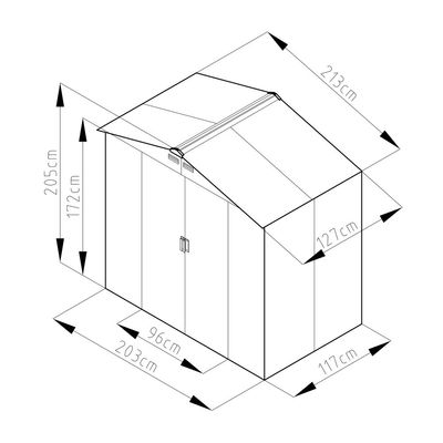 CamelTough Outdoor Metal Storage Shed (7 x 4.2 Feet) with 5 Shelf Metal Rack (86.5 x 35.5 x 183 CM), Combo Pack, Garden Metal Shed. Perfect for Storing Patio Furniture, Garden Tools, Garage Organizer