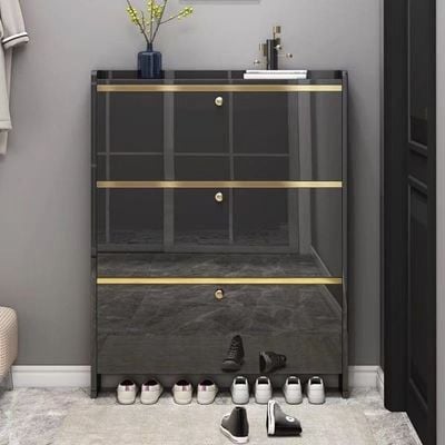 Modern Style Shoes Cabinet - Glossy Finish -Black