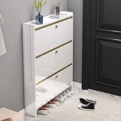 Modern Style Shoes Cabinet - Glossy Finish -White