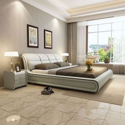 Modern Leather Bed -king Size 180x200CM - Off White