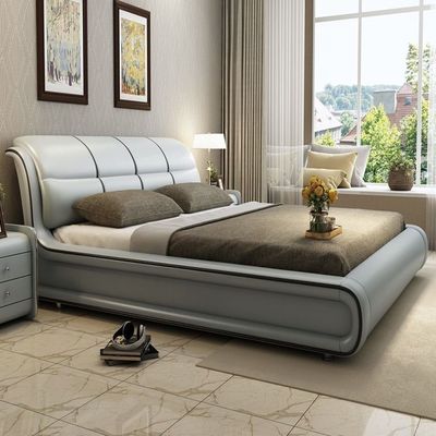 Modern Leather Bed -king Size 180x200CM - Grey