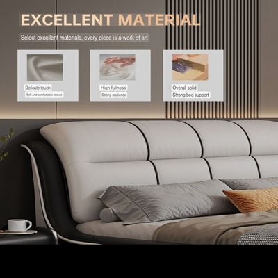 Modern Leather Bed -king Size 180x200CM - Black