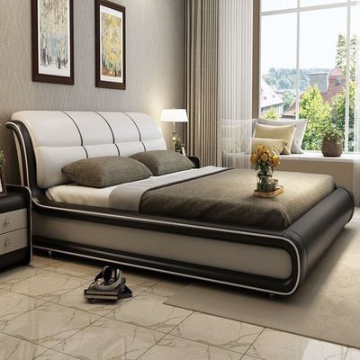 Modern Leather Bed -king Size 180x200CM - Black