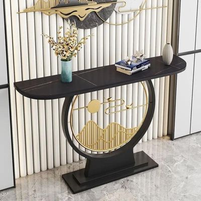 Console Table - Black With Golden Color in Middle -120cm - Black