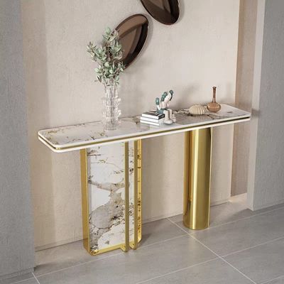 Console Table  - 140cm -Golden with White