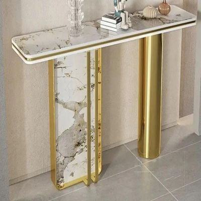 Console Table  - 140cm -Golden with White