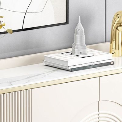 Console Table - Wood with Marble Top -140cm -White