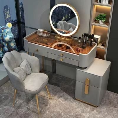 Vanity Table - Durable Beauty Dresser With Led Mirror 120cm Grey