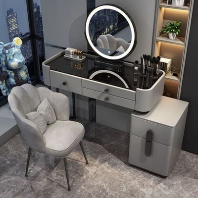 Vanity Table - Unique Dresser With Black Handles 120cm Grey