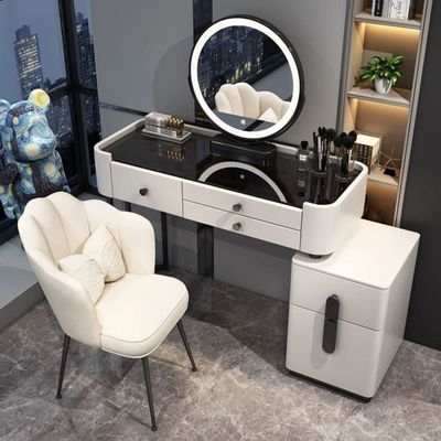 Vanity Table - Unique Dresser With Black Handles 120cm White