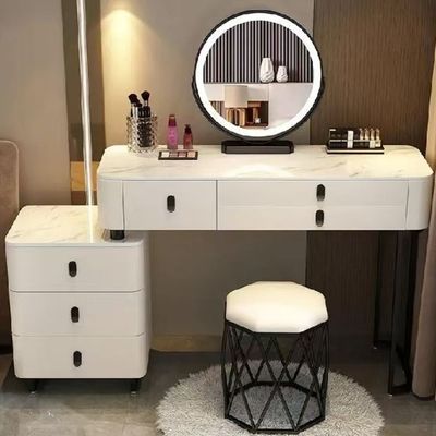 Vanity Table - Calm Beauty Dressing Table Marble Top And Stool 120cm White