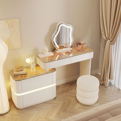 Vanity Table - Elegant Beauty Dressing Table Glass Top 120cm White