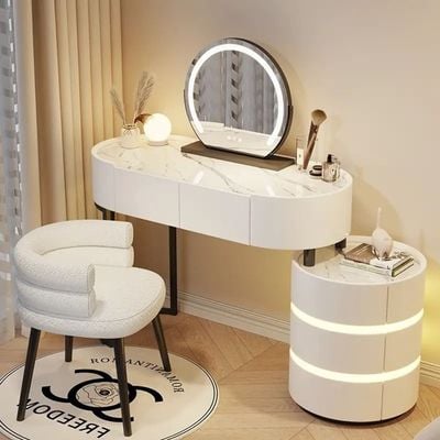 Vanity Table - Cool Beauty Dressing Table - Rounded Cabinet 120cm White