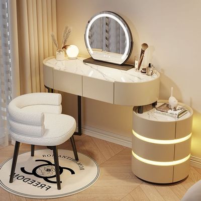 Vanity Table - Cool Beauty Dressing Table - Rounded Cabinet 120cm Beige