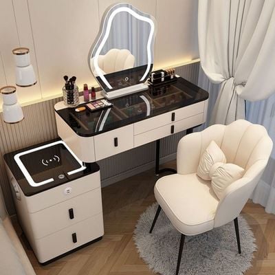 Vanity Table - Smart Cool Dressing Table  Bluetooth Speaker Wireless Charger 120cm White