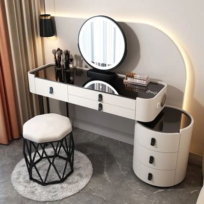 Dresser - Smart Vanity Table Wireless Charger Modern Mirror With Stool 120cm White