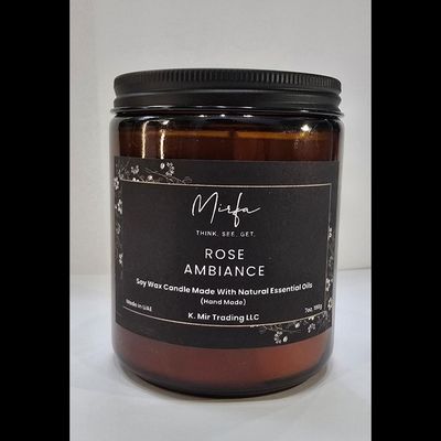 Mirfa Scented Candle In Glass Jar - Rose Ambiance