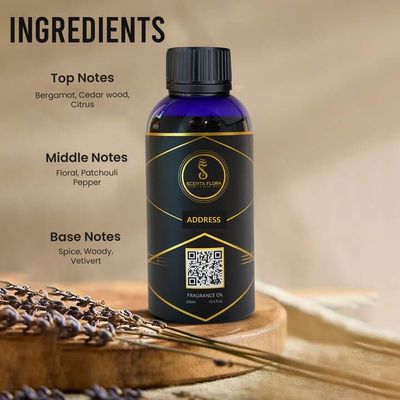 ADDRESS - Aroma Oil for Scent Diffusers 500ml | Smooth Blend of Cedarwood and Citrus for Homes, Hotels and Offices | Designed to Enrich Any Space with a Luxurious, Long-Lasting Aroma