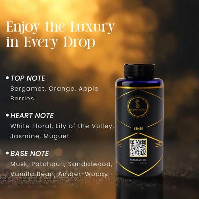 SENSE - Aroma Oil for Scent Diffusers 200ml | A Vibrant Fusion of Citrus, Fruits, Florals, and Warm Notes for Homes, Hotels, and Offices | Aroma Oil for a Refreshing Atmosphere