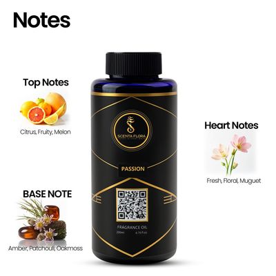 PASSION - Aroma Oil for Scent Diffusers 200ml | A Vibrant Fusion of Citrus, Florals, and Earthy Notes for Homes, Hotels, and Offices | Elevate Any Space with Warmth