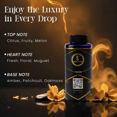 PASSION - Aroma Oil for Scent Diffusers 200ml | A Vibrant Fusion of Citrus, Florals, and Earthy Notes for Homes, Hotels, and Offices | Elevate Any Space with Warmth