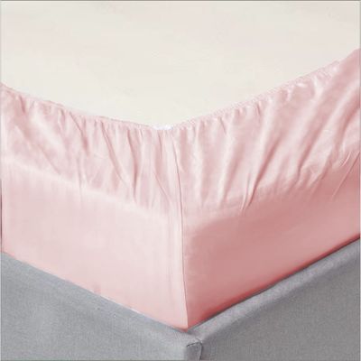 MAXQON Cotton Tc180 Fitted Bed Sheets + 2 Pillow Covers, Double (120x200+20CM), Color Pink