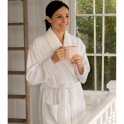 MAXQON Bathrobe (Unisex) - 100% Cotton Terry Highly Absorbent Super Soft Bathrobes For Women & Men- Adult Size, Color White