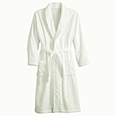 MAXQON Bathrobe (Unisex) - Luxurious Velour Cotton With Terry Inside Double Layer Highly Absorbent Super Soft Bathrobes For Women & Men- Adult Size, Color White