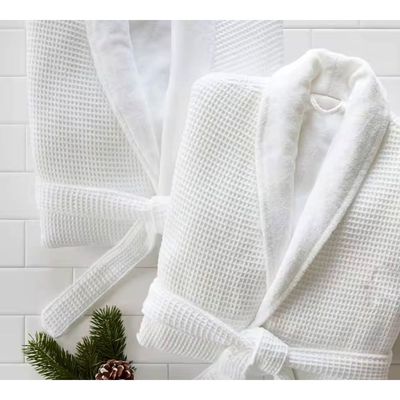 MAXQON Bathrobe (Unisex) - Luxurious Cotton Waffle With Terry Inside Double Layer Highly Absorbent Super Soft Bathrobes For Women & Men- Adult Size, Color White