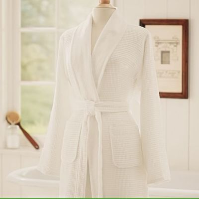 MAXQON Bathrobe (Unisex) - Luxurious Cotton Waffle With Terry Inside Double Layer Highly Absorbent Super Soft Bathrobes For Women & Men- Adult Size, Color White