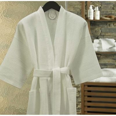 MAXQON Bathrobe (Unisex) - 100% Cotton Waffle Highly Absorbent Super Soft Bathrobes For Women & Men- Adult Size, Color White