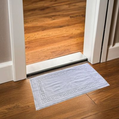 MAXQON Bath Mat G Border - 100% Cotton 900GSM Highly Absorbent Anti-Slip Floor Mat Size-50x80cm, Color-White