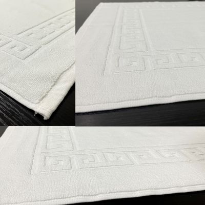 MAXQON Pack Of 2 - Bath Mat G Border - 100% Cotton 900GSM Highly Absorbent Anti-Slip Floor Mat Size-50x80cm, Color-White