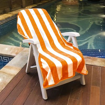 MAXQON Beach Towel - 100% Cotton 600 GSM Over Sized (90x180cm), Highly Absorbent Bath Sheet For Pool, Beach, Fitness, Sports, Yoga, Color-Striped Yellow