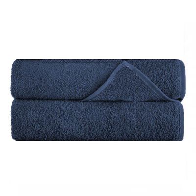 MAXQON Pack Of 2 - Bath Towel - 100% Cotton 600 GSM Large Size (70x140cm) Highly Absorbent And Super Durable , Color Dark Blue