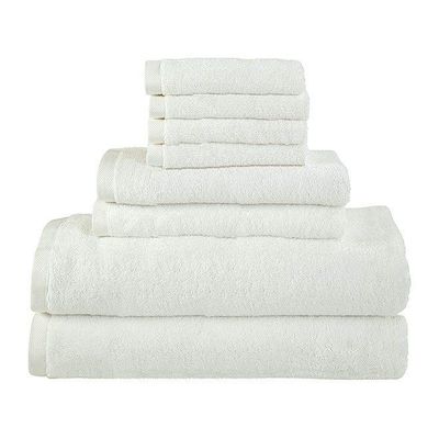 MAXQON 8-Pieces Towel Set - 100% Cotton 600 GSM, 2xBath Towel(70x140cm), 2xHand Towel(45x75cm), 4xFace Towel(30x30cm), Highly Absorbent Super Durable, Color-White