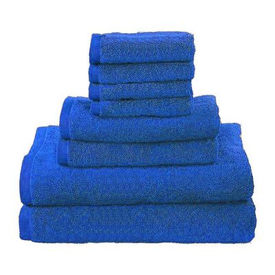 MAXQON 8-Pieces Towel Set - 100% Cotton 600 GSM, 2xBath Towel(70x140cm), 2xHand Towel(45x75cm), 4xFace Towel(30x30cm), Highly Absorbent Super Durable, Color-Blue