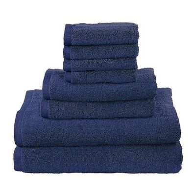 MAXQON 8-Pieces Towel Set - 100% Cotton 600 GSM, 2xBath Towel(70x140cm), 2xHand Towel(45x75cm), 4xFace Towel(30x30cm), Highly Absorbent Super Durable, Color-Dark Blue