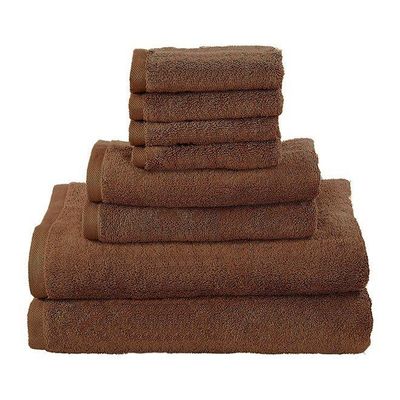 MAXQON 8-Pieces Towel Set - 100% Cotton 600 GSM, 2xBath Towel(70x140cm), 2xHand Towel(45x75cm), 4xFace Towel(30x30cm), Highly Absorbent Super Durable, Color-Brown