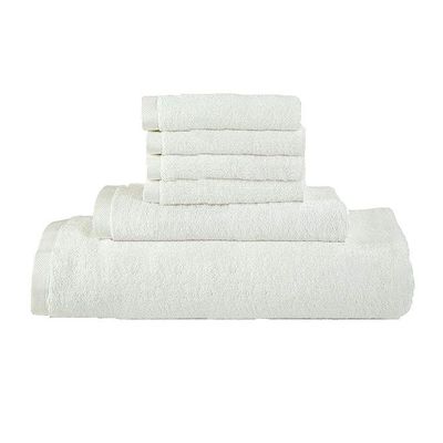 MAXQON 6-Pieces Towel Set - 100% Cotton 600 GSM, 1xBath Towel(70x140cm), 1xHand Towel(45x75cm), 4xFace Towel(30x30cm), Highly Absorbent Super Durable, Color-White