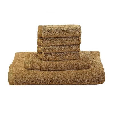 MAXQON 6-Pieces Towel Set - 100% Cotton 600 GSM, 1xBath Towel(70x140cm), 1xHand Towel(45x75cm), 4xFace Towel(30x30cm), Highly Absorbent Super Durable, Color-Brown