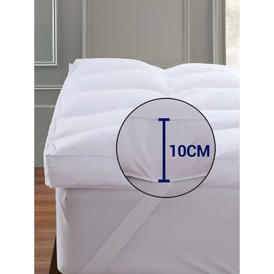 MAXQON Mattress Topper 10CM Thickness Quilted Microfiber 900gsm, Color White, Single Size 100x200cm