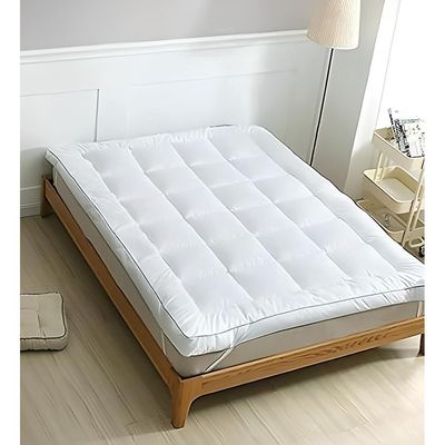 MAXQON Mattress Topper 10CM Thickness Quilted Microfiber 900gsm, Color White, Twin Size 120x200cm