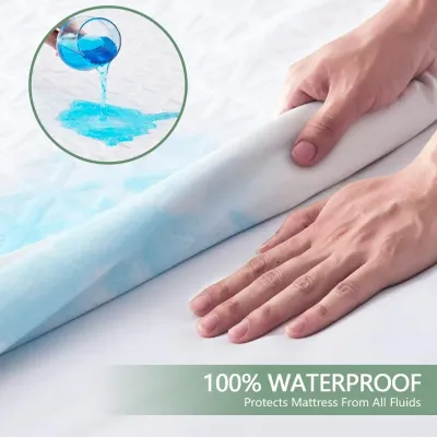 MAXQON Mattress Protector Cotton Terry Fabric 100%Waterproof, Color White, Single Size 100x200+20cm