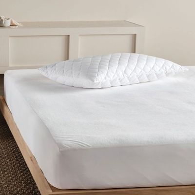 MAXQON Mattress Protector Cotton Terry Fabric 100%Waterproof, Color White, Queen Size 150x200+25cm