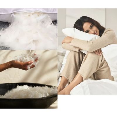 MAXQON Feather Bed Pillow Luxurious Comfort with Goose Feather and 100% Cotton Fabric, (White, Size 50x70 CM)